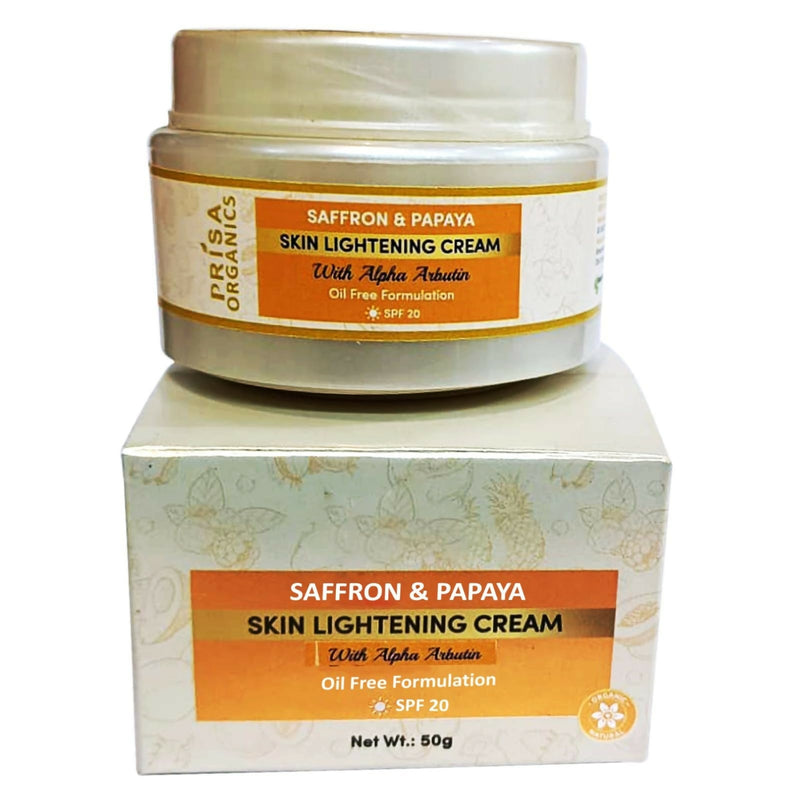 Prisa Organics Saffron & Papaya Skin Lightening Cream With Alpha Arbutin SPF 20