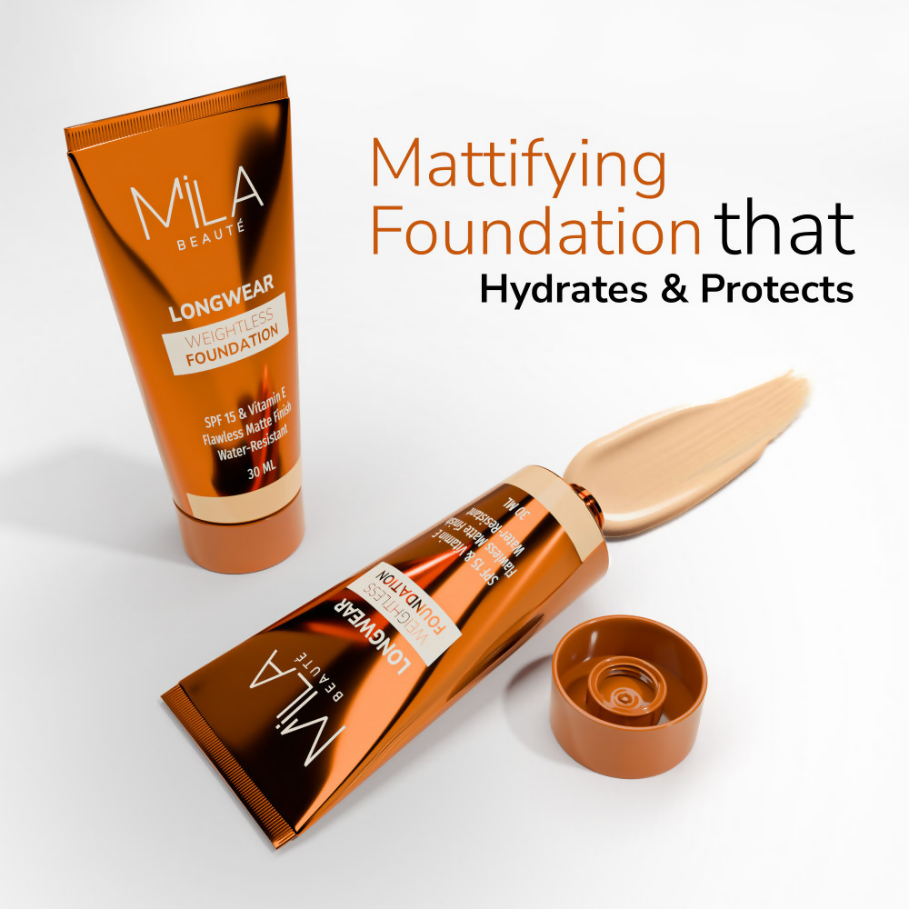 Mila Beaute Longwear Weightless Matte Finish Foundation with SPF 15 - Beige