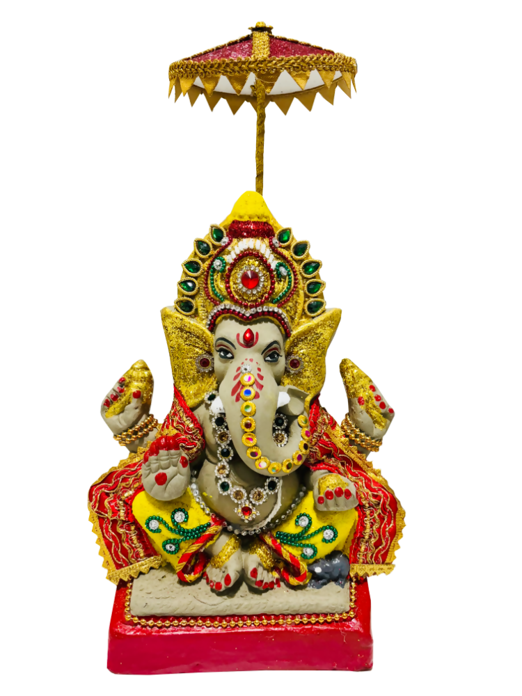 Eco-Friendly Ganesh Idols (Non-Toxic Colors) With Chatri, Kumkum & Akshat - Limited Time Offer