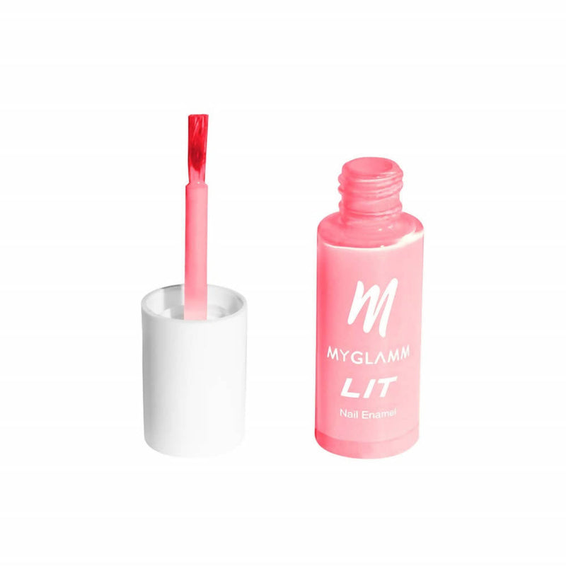 Get Glamorous with MYGLAMM LIT Nail Enamel - Crushing - Vibrant Punch Pink (7 Ml)