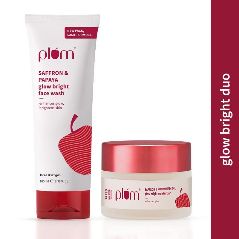 Plum Saffron & Papaya Glow Bright Gel Face Wash and Moisturizer Combo