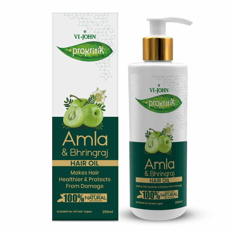VI-JOHN Prakritik Amla & Bhringraj Hair Oil For premature greying, 100% Natural Bio-Actives
