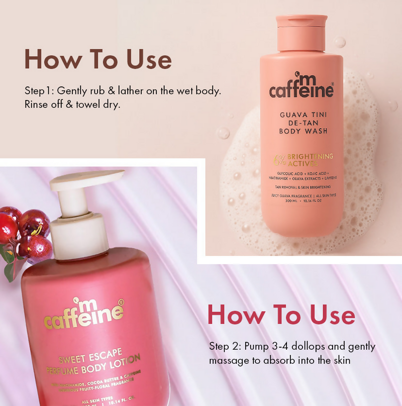 mCaffeine Pink Glow Set (Guava Body Wash & Sweet Escape Body Lotion)