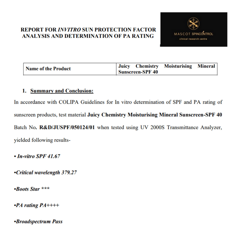 Juicy Chemistry Moisturising Mineral Sunscreen SPF 40 PA++++