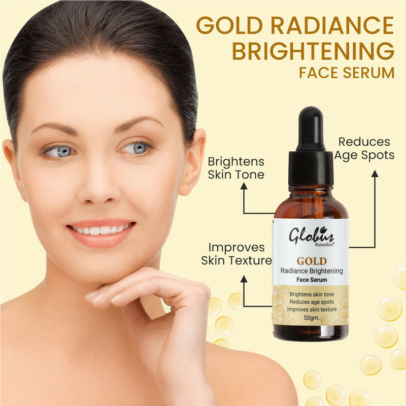 Globus Remedies Gold Radiance Anti Aging Face Serum, For Skin Lightening & Dark Spots Removal