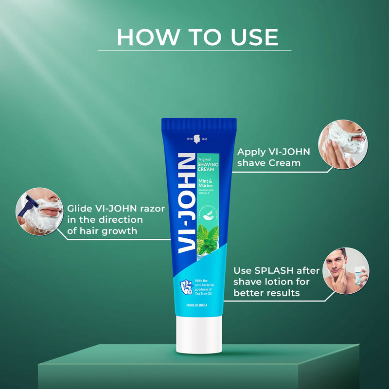 VI-JOHN Dermatologically Tested Vitamin-E enriched Anti Bacterial Mint & Marine Shaving Cream