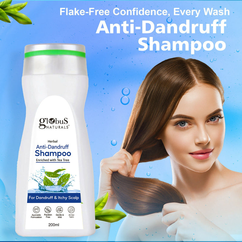 Globus Naturals Anti Dandruff Shampoo, For Dandruff and Itchy Scalp, Suitable For All Hair Types