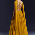 Yellow Bridesmaid Georgette Lehenga Set with Cutdana Embroidery