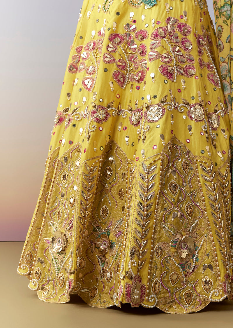 Yellow Printed Bridesmaid Lehenga Set