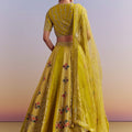 Yellow Brocade Organza Bridesmaid Lehenga With Zardosi Embroidery