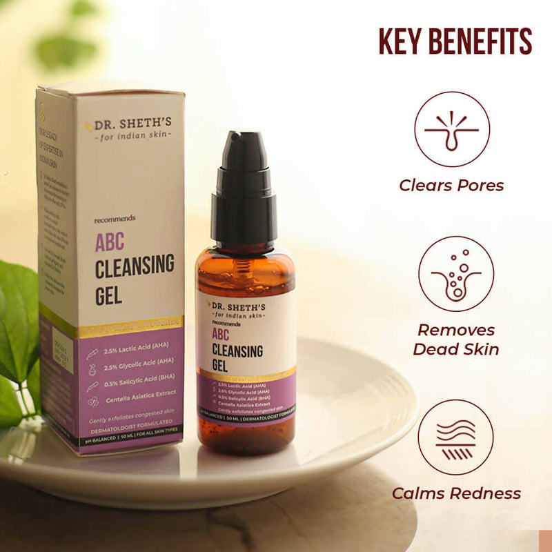 Dr. Sheth's ABC Cleansing Gel With AHA & BHA For Clean Pores & Radiant Skin, For All Skin Types