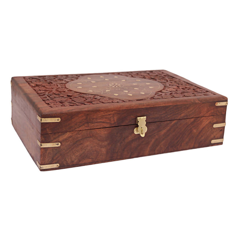 Nizalia Carved Motif Of Flora Handmade Jewellery Box - Limited Time Offer