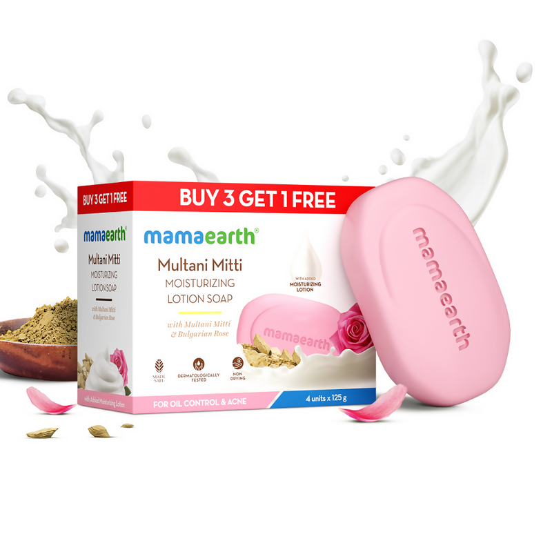 Mamaearth Multani Mitti Moisturizing Lotion Soap (Buy 3 Get 1 Free) - Limited Time Offer