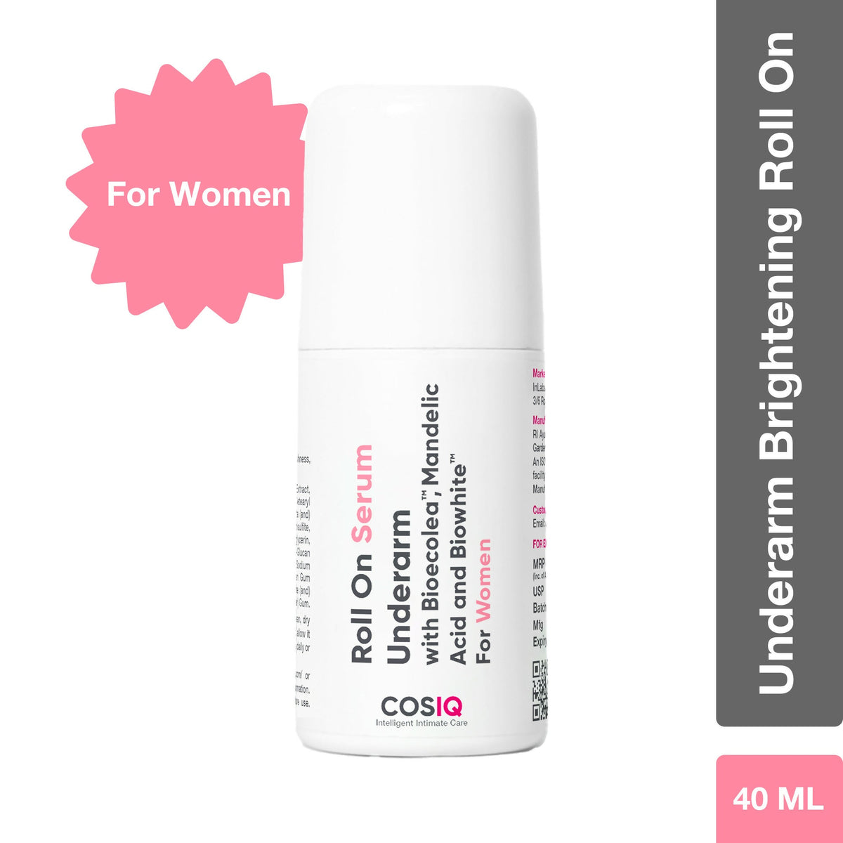 Cos-IQ Brightening Underarm Roll On Serum For Women, With Bioecolea, Mandelic Acid and Bio White