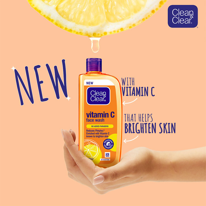 Clean & Clear Vitamin C Face Wash - Gentle Brightening & Hydrating Cleanser Reduces