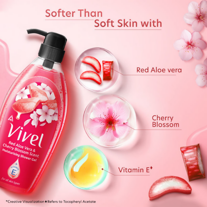 Vivel Red Aloe Vera & Cherry Blossom Scent Moisturizing Shower Gel