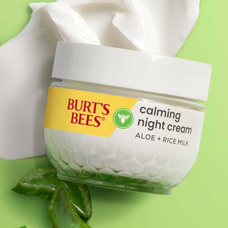 Burt's Bees Calming Night Cream with Aloe + Rice Milk for Sensitive Skin