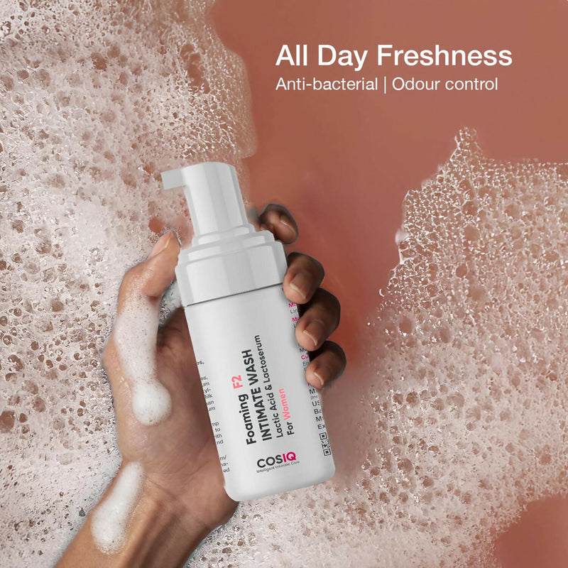 Cos-IQ Foaming F2 Intimate Wash For Women, Hygiene Wash with Lactic Acid & Lactoserum