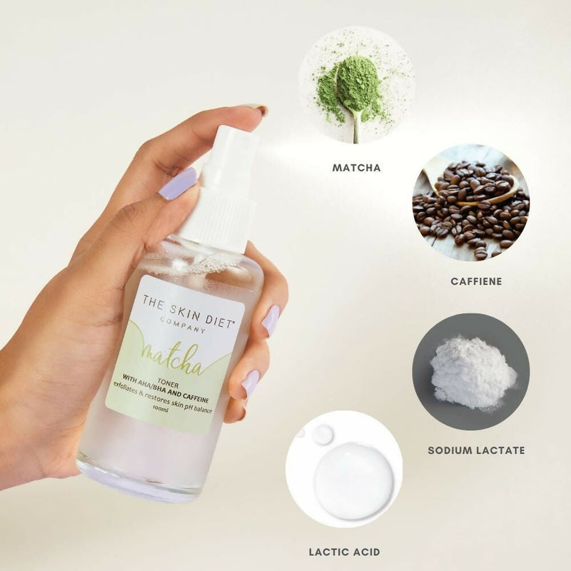 The Skin Diet Company Matcha Green Tea Toner Hydrates, Clarifies Pores, Alcohol-Free, For Oily Skin