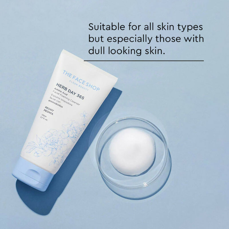 The Face Shop Herb Day Amino Acid Face Wash, Gentle Cleanser that Exfoliates & Brighten Skin - Korean Skincare