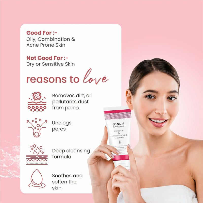 Globus Naturals Glycolic & 1% Salicylic Acid Face wash