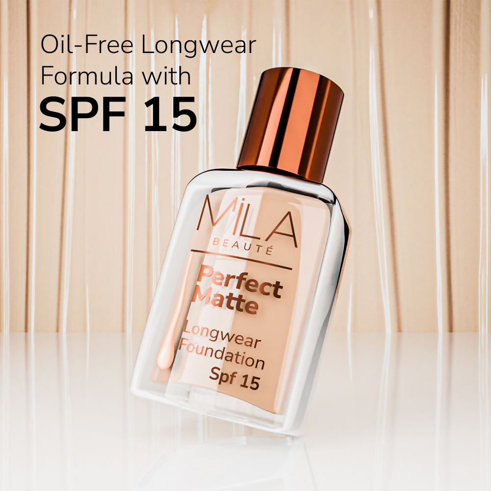 Mila Beaute Perfect Matte Longwear Foundation with SPF 15 & Oil Control Formula - Natural Beige