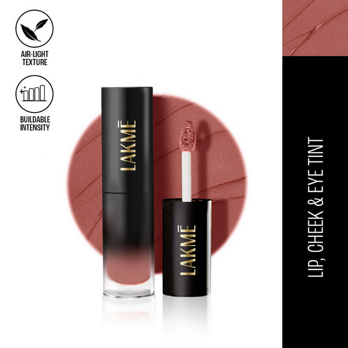 Lakme Xtraordin-Airy One-And-Done Lip, Eye & Cheek Tint - Nude Nudge