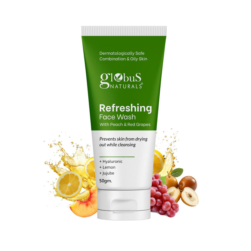 Globus Naturals Refreshing Face Wash with Peach & Red Grapes